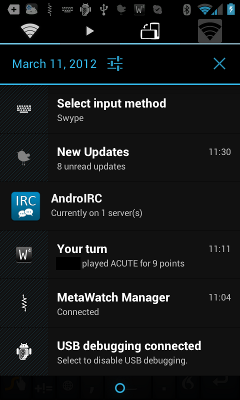Android notification drawer, full of icons