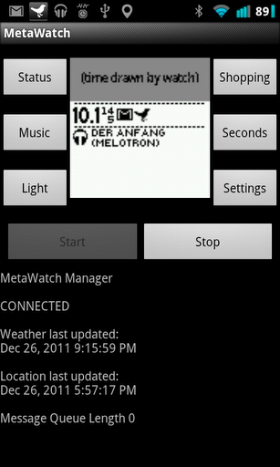 MetaWatch Manager with current watch display and possible button remapping UI